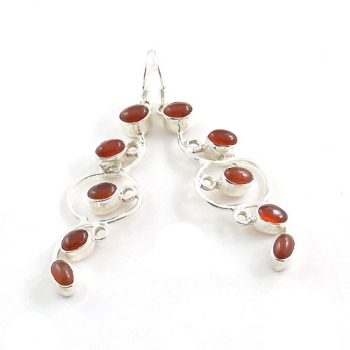 Authentic silver Red onyx gemstone earrings